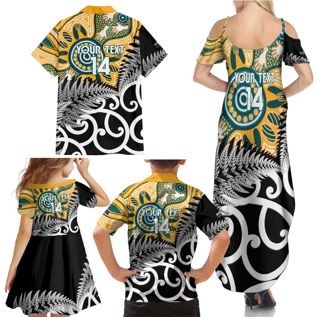 New Zealand Australia Rugby Custom Family Matching Summer Maxi Dress and Hawaiian Shirt Wallabies Aboriginal All Black Maori Tiki Together LT14 - Polynesian Pride