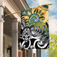 New Zealand Australia Rugby Garden Flag Wallabies Aboriginal All Black Maori Tiki Together LT14 House Flag Black - Polynesian Pride