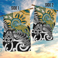New Zealand Australia Rugby Garden Flag Wallabies Aboriginal All Black Maori Tiki Together LT14 - Polynesian Pride