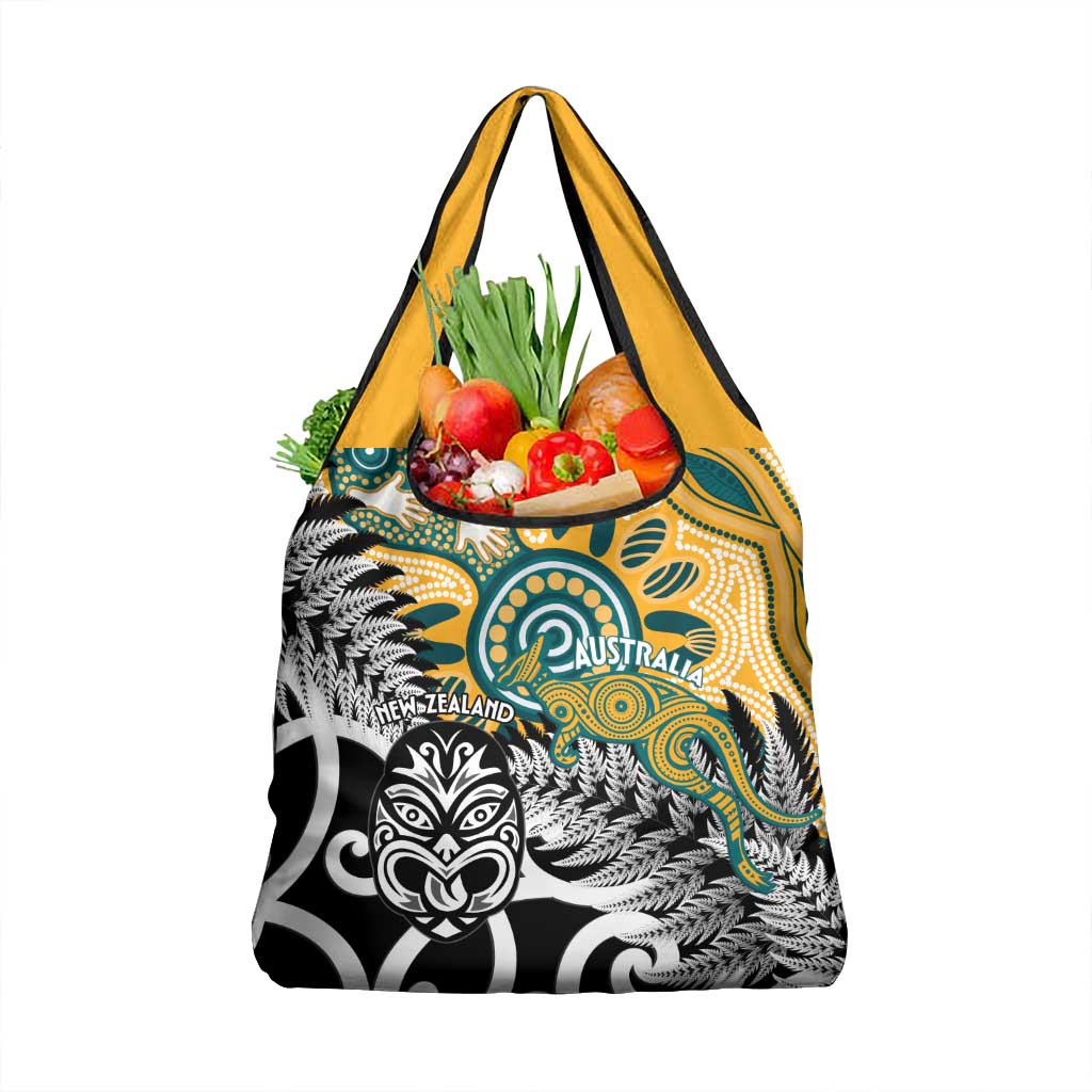 New Zealand Australia Rugby Grocery Bag Wallabies Aboriginal All Black Maori Tiki Together LT14 1-pack One Size Black - Polynesian Pride