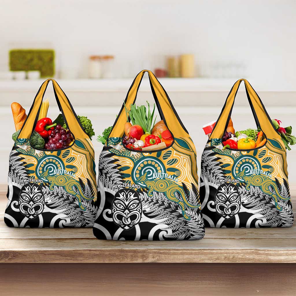 New Zealand Australia Rugby Grocery Bag Wallabies Aboriginal All Black Maori Tiki Together LT14 3-pack One Size Black - Polynesian Pride