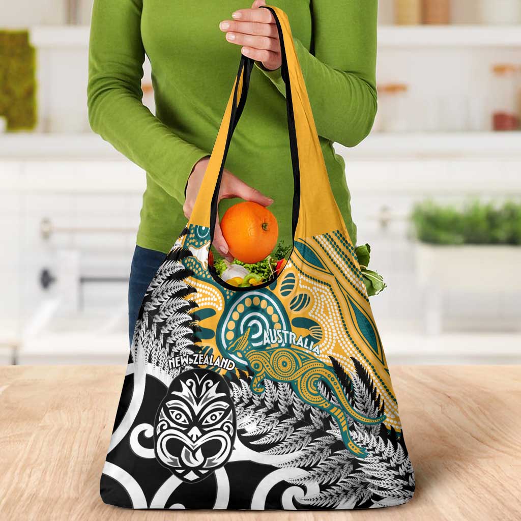 New Zealand Australia Rugby Grocery Bag Wallabies Aboriginal All Black Maori Tiki Together LT14 - Polynesian Pride