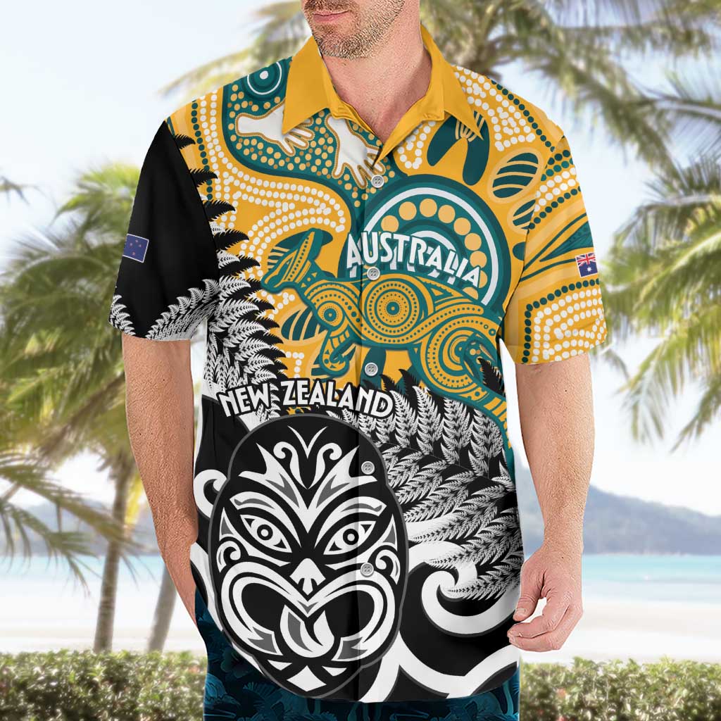 New Zealand Australia Rugby Custom Hawaiian Shirt Wallabies Aboriginal All Black Maori Tiki Together LT14 - Polynesian Pride