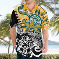 New Zealand Australia Rugby Custom Hawaiian Shirt Wallabies Aboriginal All Black Maori Tiki Together LT14 - Polynesian Pride
