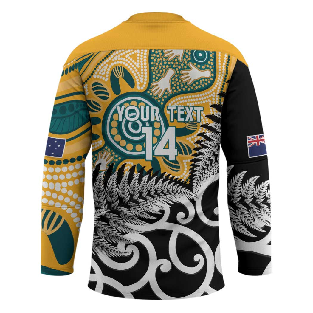New Zealand Australia Rugby Custom Hockey Jersey Wallabies Aboriginal All Black Maori Tiki Together LT14 - Polynesian Pride