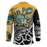 New Zealand Australia Rugby Custom Hockey Jersey Wallabies Aboriginal All Black Maori Tiki Together LT14 - Polynesian Pride