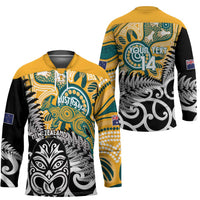 New Zealand Australia Rugby Custom Hockey Jersey Wallabies Aboriginal All Black Maori Tiki Together LT14 - Polynesian Pride