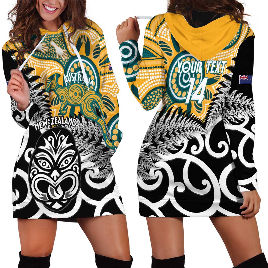 New Zealand Australia Rugby Custom Hoodie Dress Wallabies Aboriginal All Black Maori Tiki Together LT14 - Polynesian Pride
