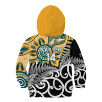 New Zealand Australia Rugby Custom Kid Hoodie Wallabies Aboriginal All Black Maori Tiki Together LT14 - Polynesian Pride