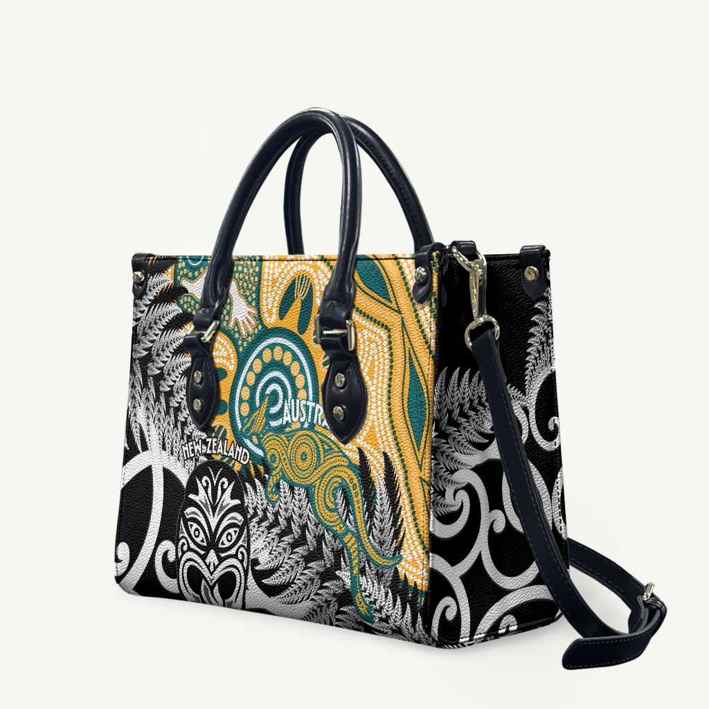 New Zealand Australia Rugby Leather Bag Wallabies Aboriginal All Black Maori Tiki Together - Polynesian Pride