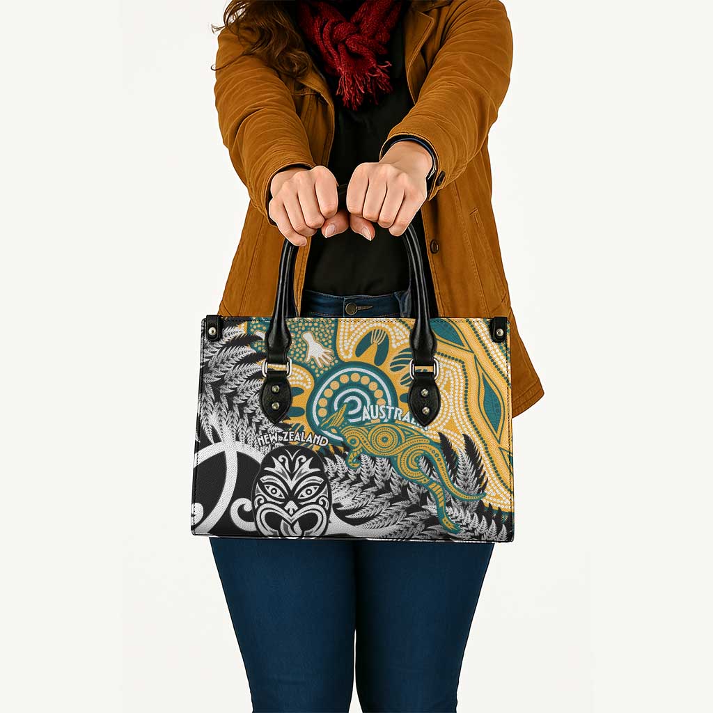 New Zealand Australia Rugby Leather Bag Wallabies Aboriginal All Black Maori Tiki Together LT14 - Polynesian Pride