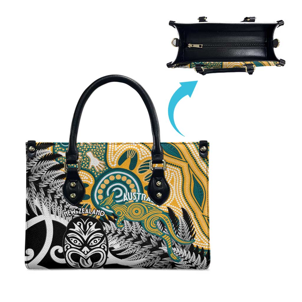 New Zealand Australia Rugby Leather Bag Wallabies Aboriginal All Black Maori Tiki Together LT14 - Polynesian Pride