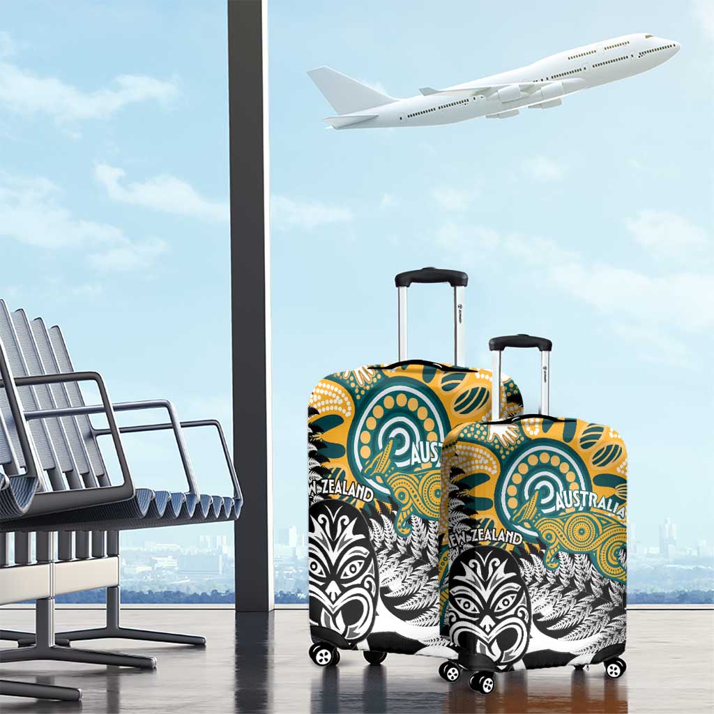 New Zealand Australia Rugby Luggage Cover Wallabies Aboriginal All Black Maori Tiki Together - Polynesian Pride