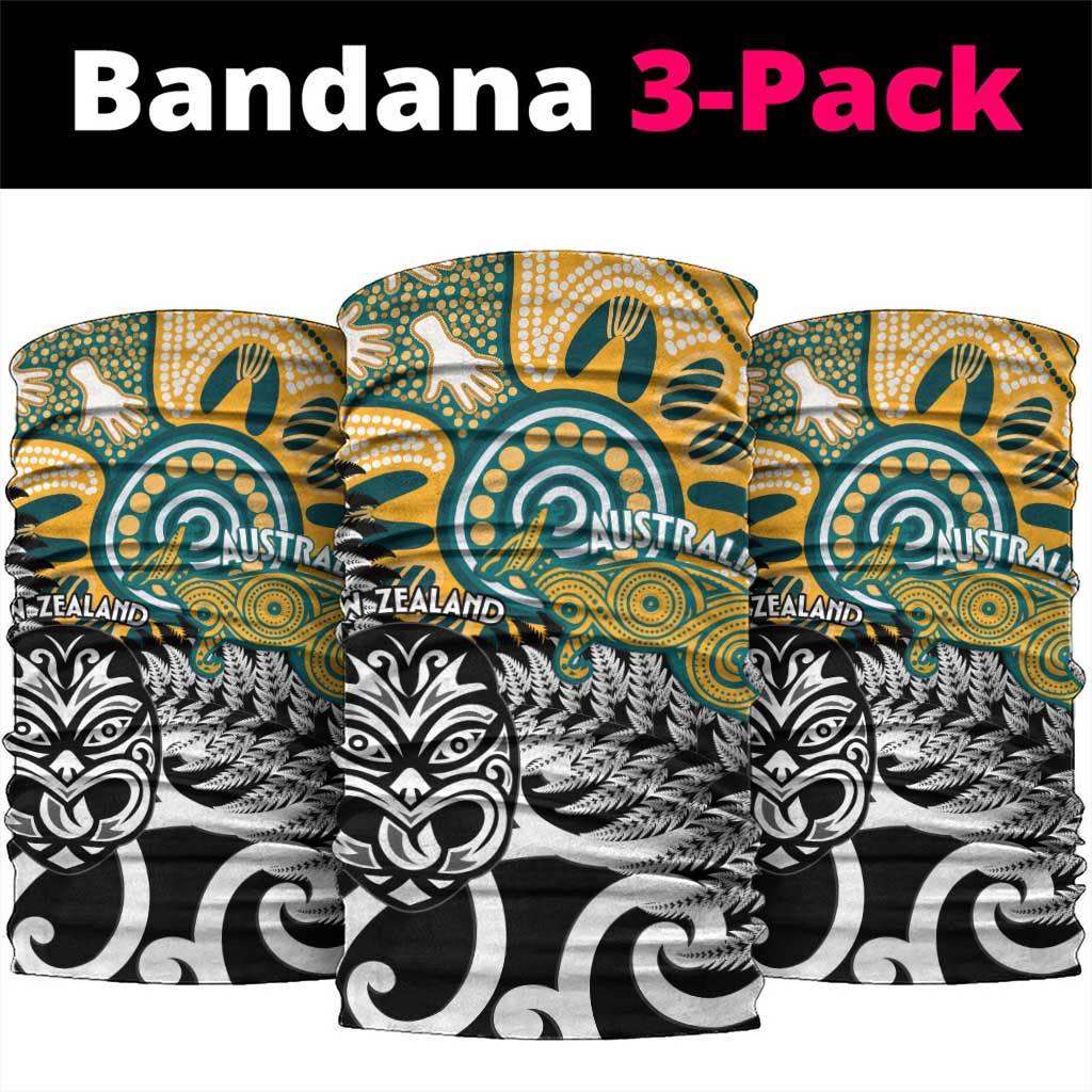New Zealand Australia Rugby Neck Gaiter Wallabies Aboriginal All Black Maori Tiki Together - Polynesian Pride