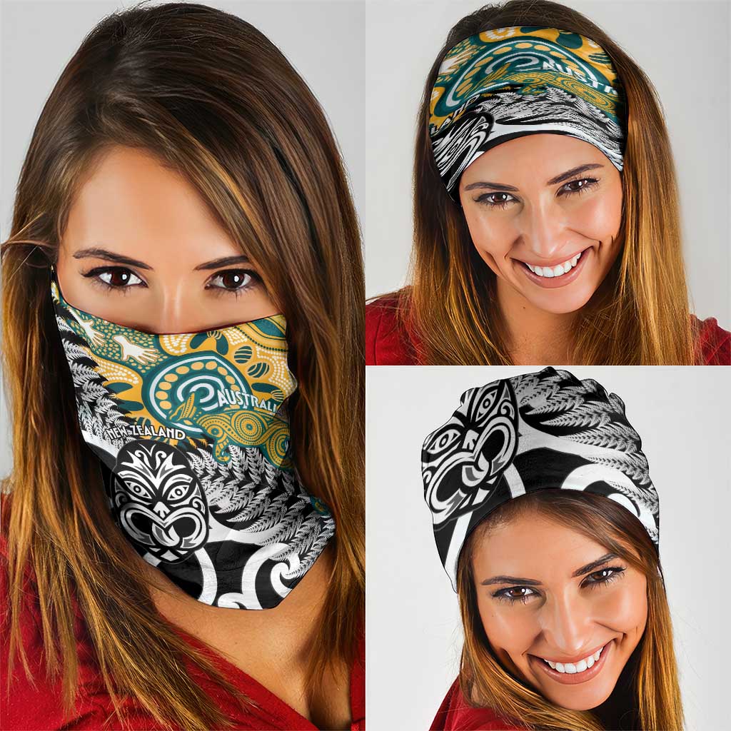 New Zealand Australia Rugby Neck Gaiter Wallabies Aboriginal All Black Maori Tiki Together LT14 - Polynesian Pride
