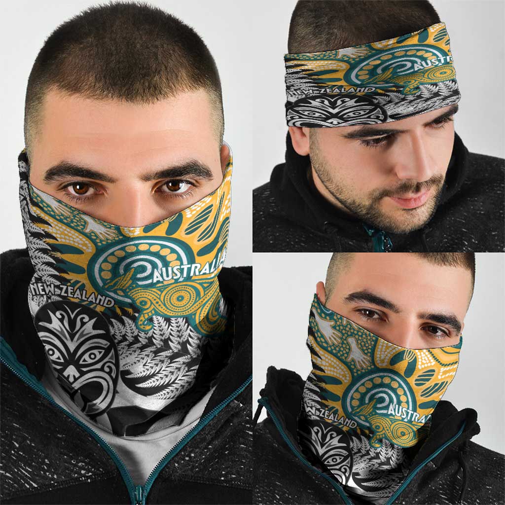 New Zealand Australia Rugby Neck Gaiter Wallabies Aboriginal All Black Maori Tiki Together LT14 - Polynesian Pride
