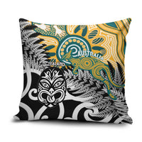 New Zealand Australia Rugby Pillow Cover Wallabies Aboriginal All Black Maori Tiki Together LT14 Black - Polynesian Pride