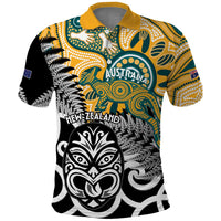 New Zealand Australia Rugby Custom Polo Shirt Wallabies Aboriginal All Black Maori Tiki Together LT14 Black - Polynesian Pride