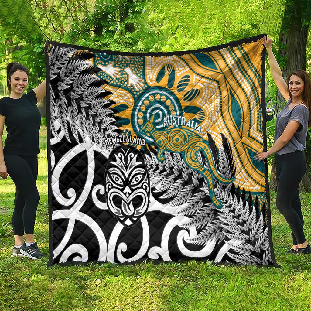 New Zealand Australia Rugby Quilt Wallabies Aboriginal All Black Maori Tiki Together LT14 - Polynesian Pride