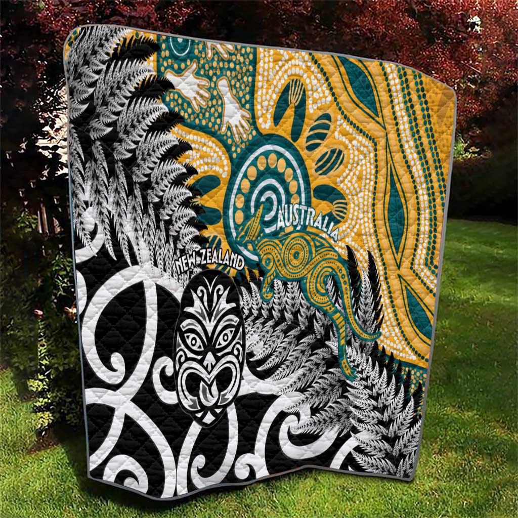 New Zealand Australia Rugby Quilt Wallabies Aboriginal All Black Maori Tiki Together LT14 - Polynesian Pride