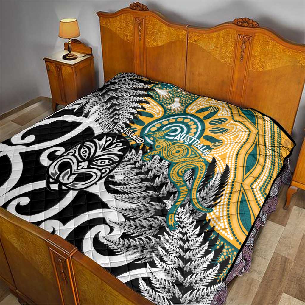 New Zealand Australia Rugby Quilt Wallabies Aboriginal All Black Maori Tiki Together LT14 - Polynesian Pride