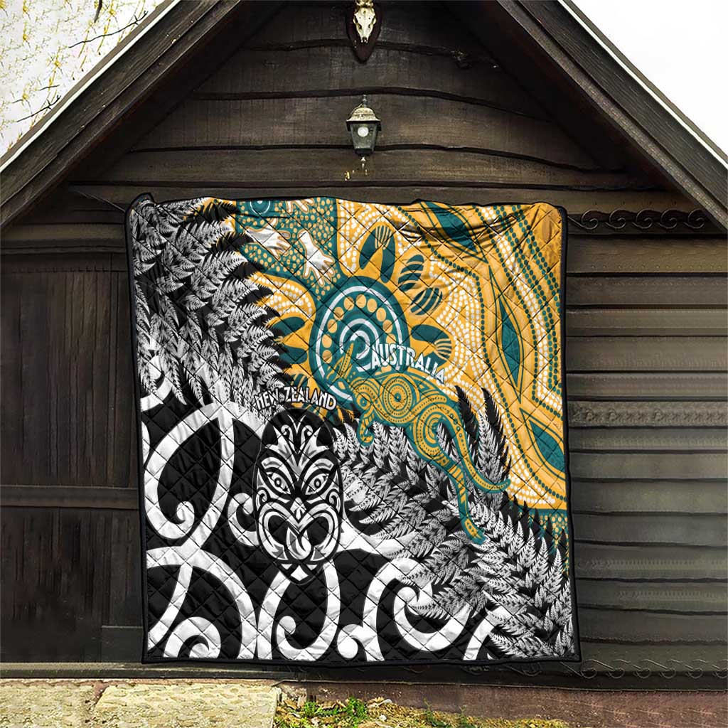 New Zealand Australia Rugby Quilt Wallabies Aboriginal All Black Maori Tiki Together LT14 - Polynesian Pride