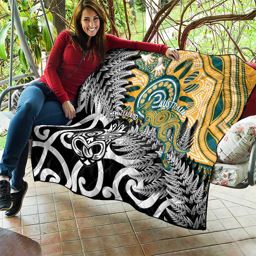 New Zealand Australia Rugby Quilt Wallabies Aboriginal All Black Maori Tiki Together LT14 - Polynesian Pride