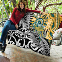 New Zealand Australia Rugby Quilt Wallabies Aboriginal All Black Maori Tiki Together LT14 - Polynesian Pride