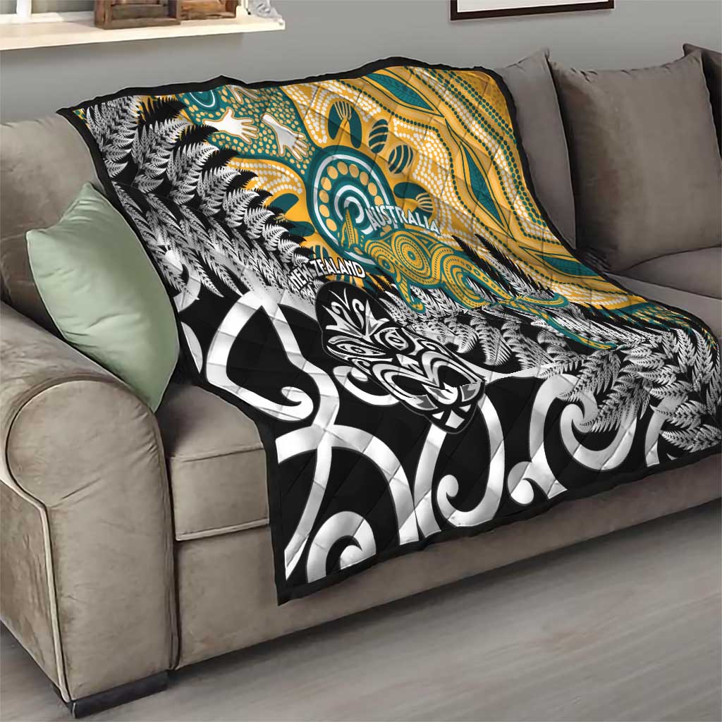 New Zealand Australia Rugby Quilt Wallabies Aboriginal All Black Maori Tiki Together LT14 - Polynesian Pride