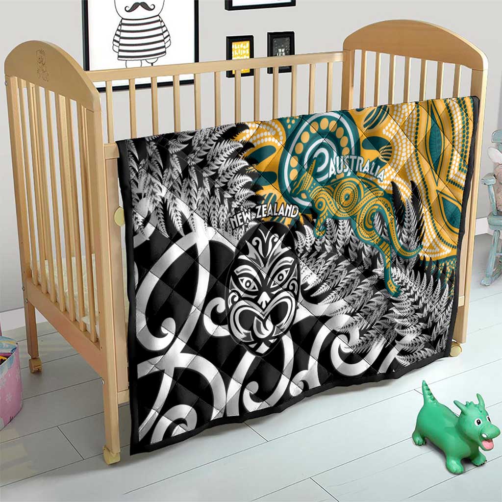 New Zealand Australia Rugby Quilt Wallabies Aboriginal All Black Maori Tiki Together LT14 - Polynesian Pride