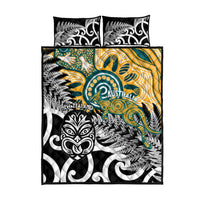 New Zealand Australia Rugby Quilt Bed Set Wallabies Aboriginal All Black Maori Tiki Together LT14 - Polynesian Pride