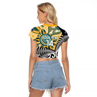 New Zealand Australia Rugby Custom Raglan Cropped T Shirt Wallabies Aboriginal All Black Maori Tiki Together - Polynesian Pride