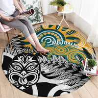 New Zealand Australia Rugby Round Carpet Wallabies Aboriginal All Black Maori Tiki Together LT14 - Polynesian Pride