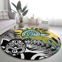 New Zealand Australia Rugby Round Carpet Wallabies Aboriginal All Black Maori Tiki Together LT14 - Polynesian Pride