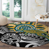 New Zealand Australia Rugby Round Carpet Wallabies Aboriginal All Black Maori Tiki Together LT14 - Polynesian Pride