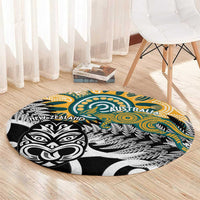 New Zealand Australia Rugby Round Carpet Wallabies Aboriginal All Black Maori Tiki Together LT14 - Polynesian Pride