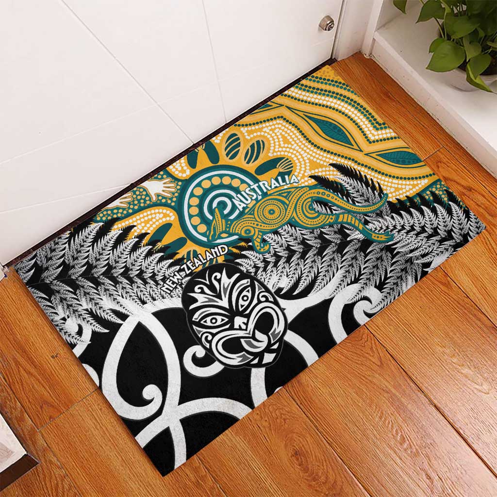 New Zealand Australia Rugby Rubber Doormat Wallabies Aboriginal All Black Maori Tiki Together LT14 - Polynesian Pride