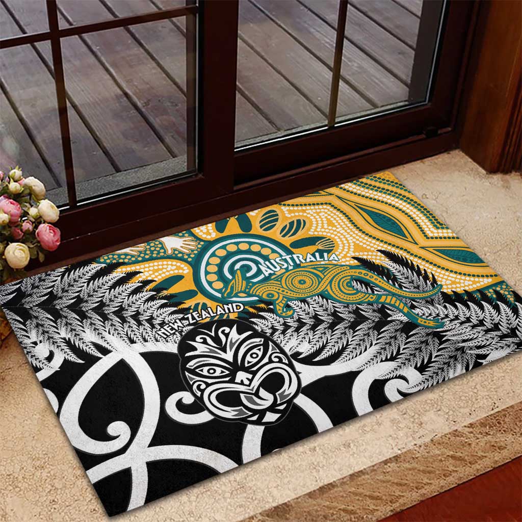 New Zealand Australia Rugby Rubber Doormat Wallabies Aboriginal All Black Maori Tiki Together LT14 - Polynesian Pride