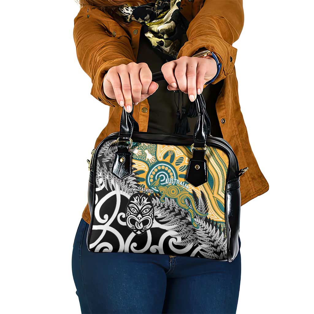 New Zealand Australia Rugby Shoulder Handbag Wallabies Aboriginal All Black Maori Tiki Together LT14 One Size Black - Polynesian Pride
