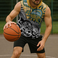New Zealand Australia Rugby Custom Sleeveless Hoodie Wallabies Aboriginal All Black Maori Tiki Together LT14 - Polynesian Pride