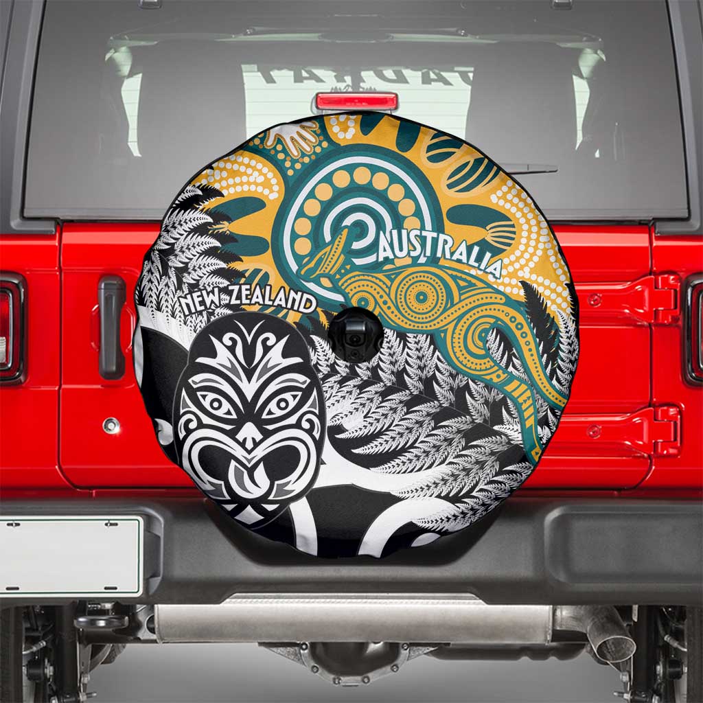 New Zealand Australia Rugby Spare Tire Cover Wallabies Aboriginal All Black Maori Tiki Together LT14 - Polynesian Pride