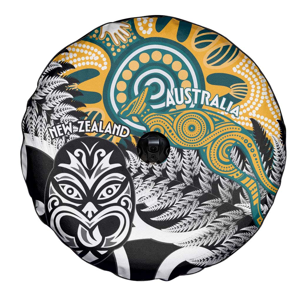 New Zealand Australia Rugby Spare Tire Cover Wallabies Aboriginal All Black Maori Tiki Together LT14 - Polynesian Pride