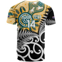 New Zealand Australia Rugby Custom T Shirt Wallabies Aboriginal All Black Maori Tiki Together LT14 - Polynesian Pride