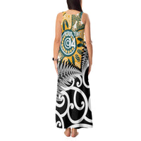 New Zealand Australia Rugby Custom Tank Maxi Dress Wallabies Aboriginal All Black Maori Tiki Together LT14 - Polynesian Pride