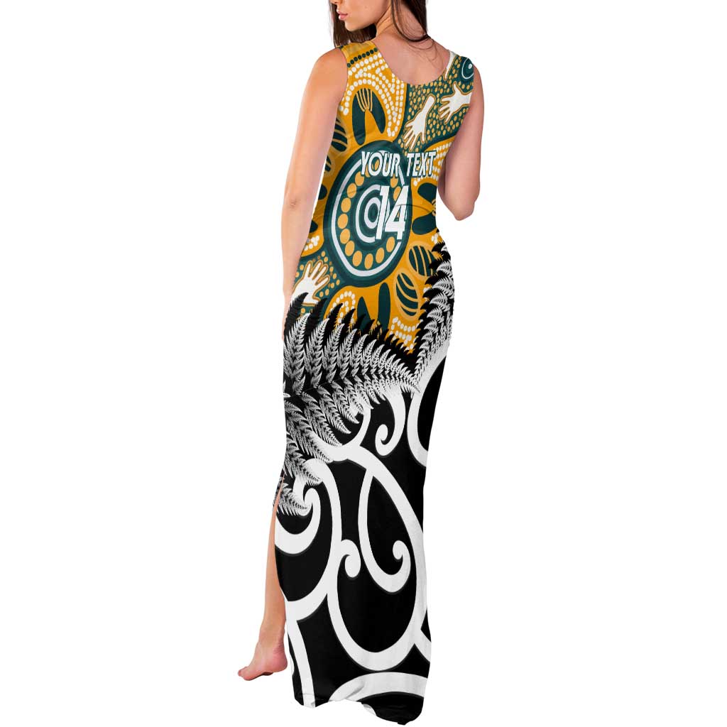 New Zealand Australia Rugby Custom Tank Maxi Dress Wallabies Aboriginal All Black Maori Tiki Together LT14 - Polynesian Pride