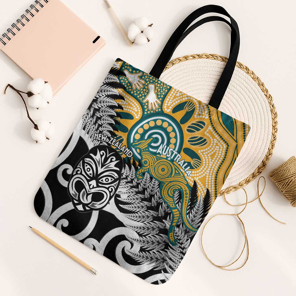 New Zealand Australia Rugby Tote Bag Wallabies Aboriginal All Black Maori Tiki Together LT14 Black Strap One Size Black - Polynesian Pride