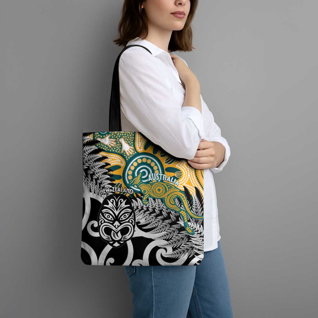 New Zealand Australia Rugby Tote Bag Wallabies Aboriginal All Black Maori Tiki Together LT14 - Polynesian Pride