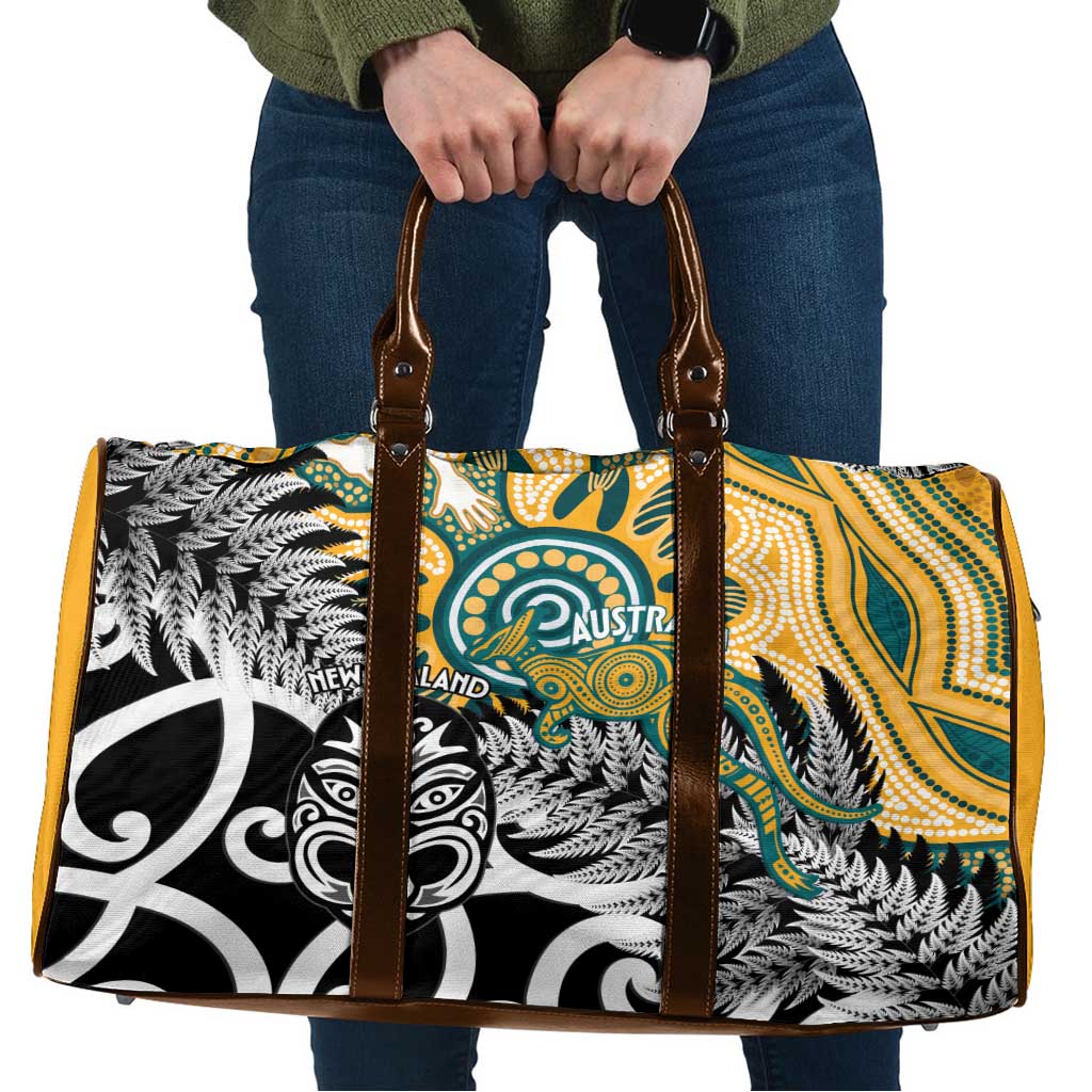 New Zealand Australia Rugby Travel Bag Wallabies Aboriginal All Black Maori Tiki Together LT14 Black - Polynesian Pride