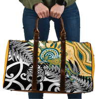 New Zealand Australia Rugby Travel Bag Wallabies Aboriginal All Black Maori Tiki Together LT14 Black - Polynesian Pride