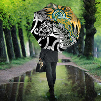 New Zealand Australia Rugby Umbrella Wallabies Aboriginal All Black Maori Tiki Together LT14 - Polynesian Pride